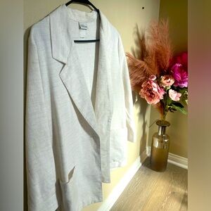 Vintage oversized, cream, linen blend blazer